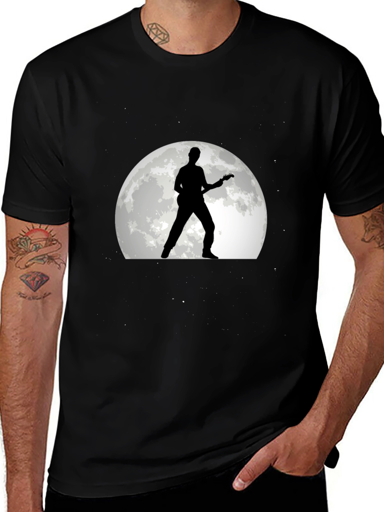 Variant 26 of Guitarist Moon Silhouette Black T-Shirt