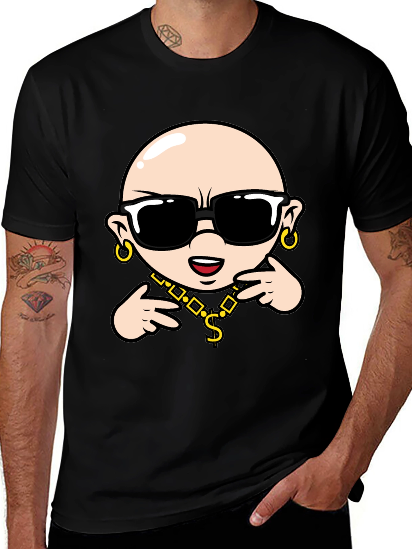 Variant 26 of Cool Cartoon Character Black T-Shirt