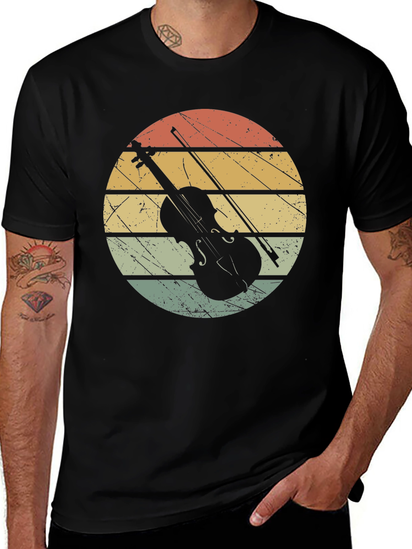 Variant 12 of Retro Violin T-Shirt: Vintage Music Lover Tee