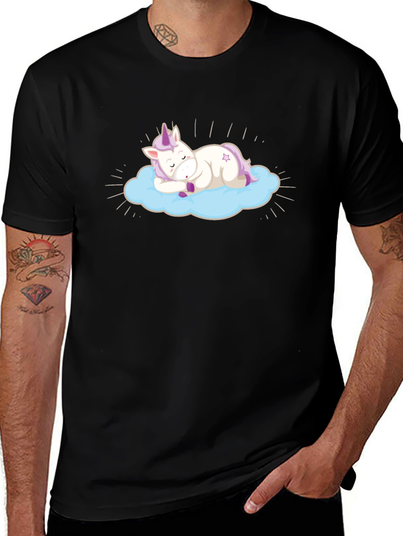 Variant 15 of Unicorn Cloud Black Tee