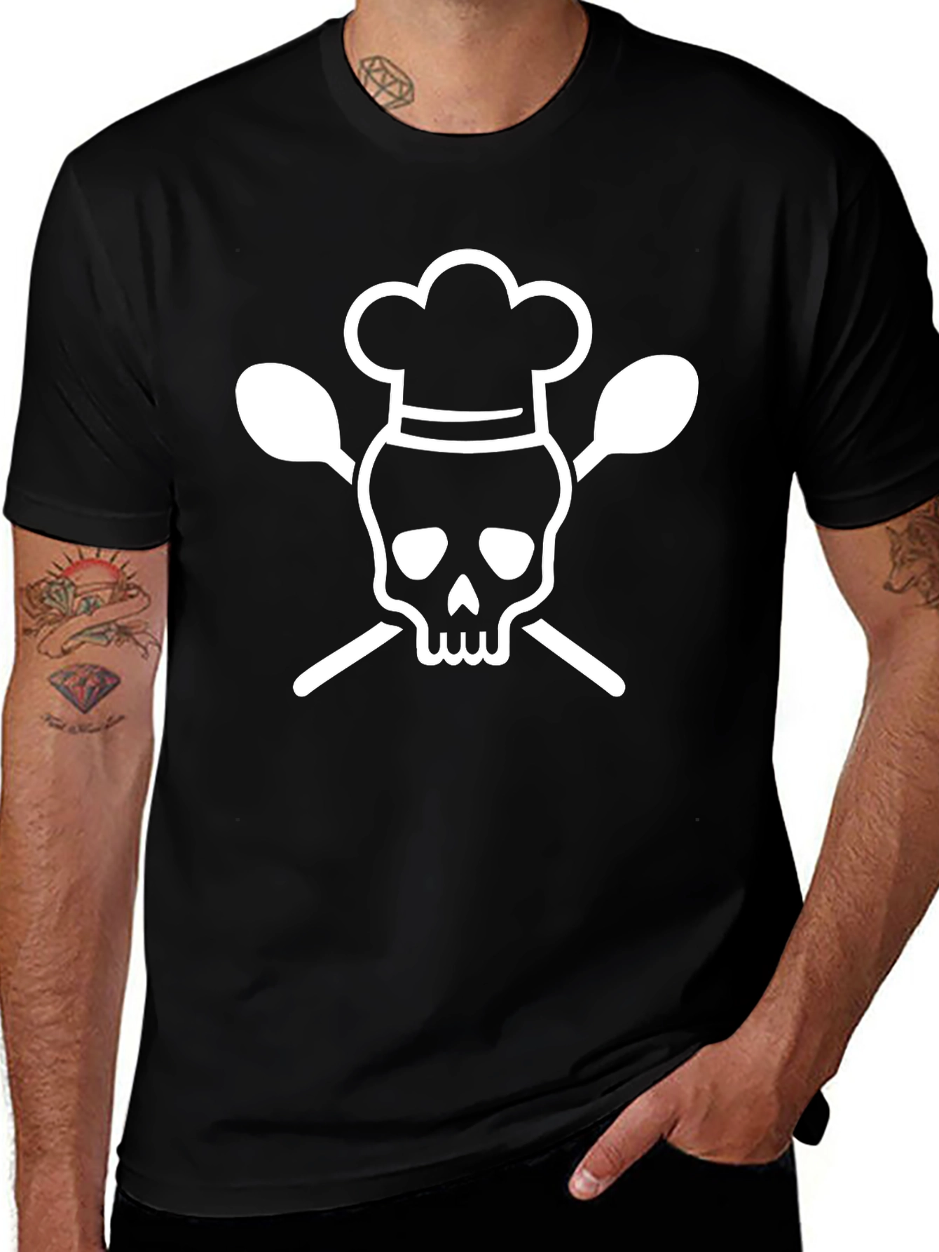 Chef Skull & Spoons Graphic T-Shirt
