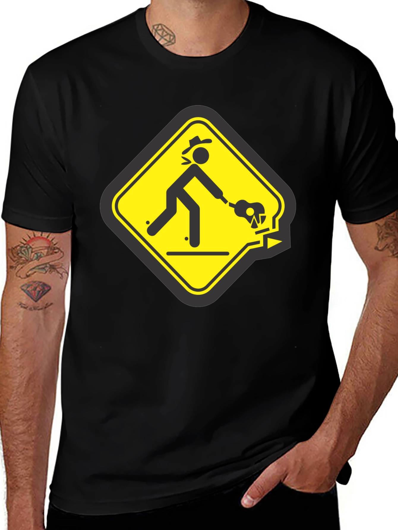 Caution: Guitar Hazard T-Shirt - Novelty Graphic Tee