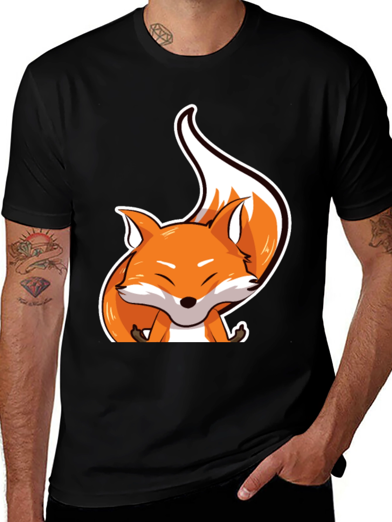 Variant 28 of Cute Fox Graphic Tee - Unisex Black T-Shirt
