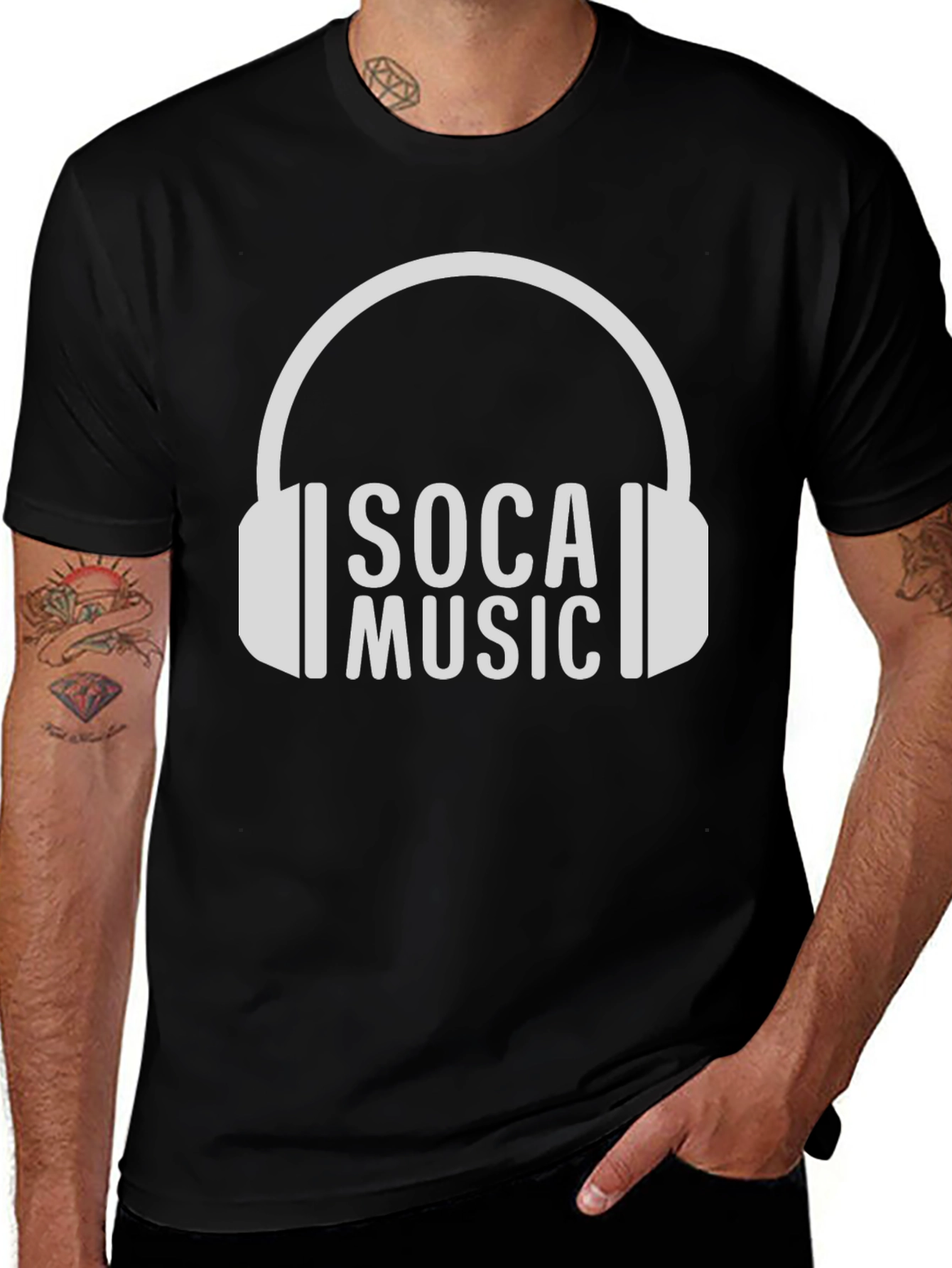 Soca Music Headphone Graphic Black T-Shirt