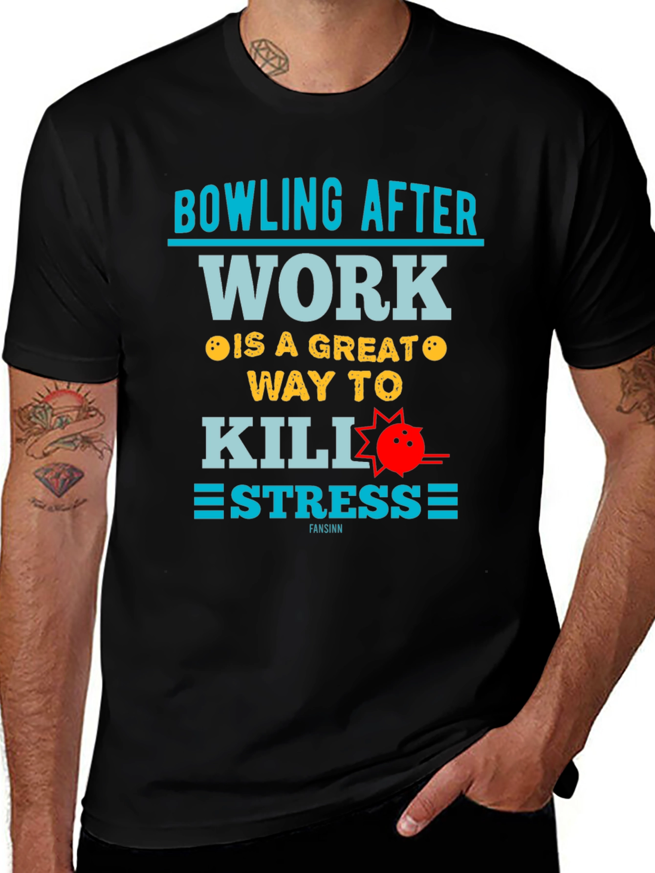 Variant 6 of Bowling After Work T-Shirt - Stress Relief Tee