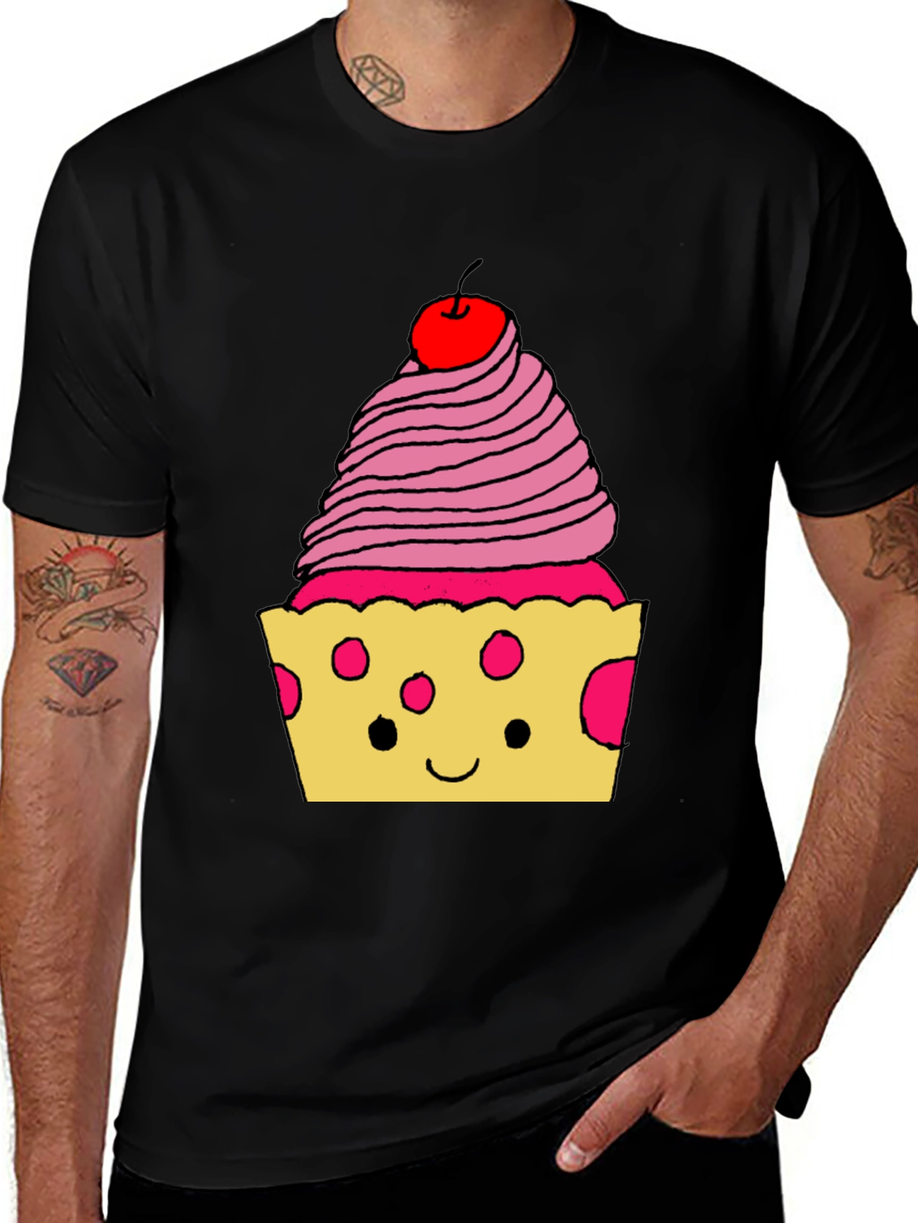 Variant 16 of Cute Cupcake Graphic Tee - Unisex Black T-Shirt