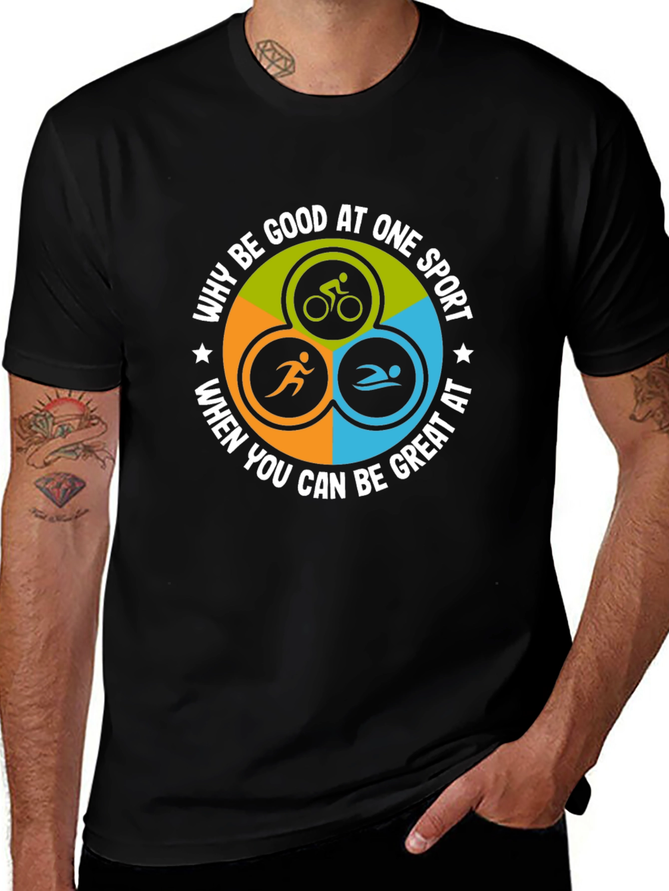 Variant 10 of Triathlon Graphic T-Shirt: Be Great at All Sports!
