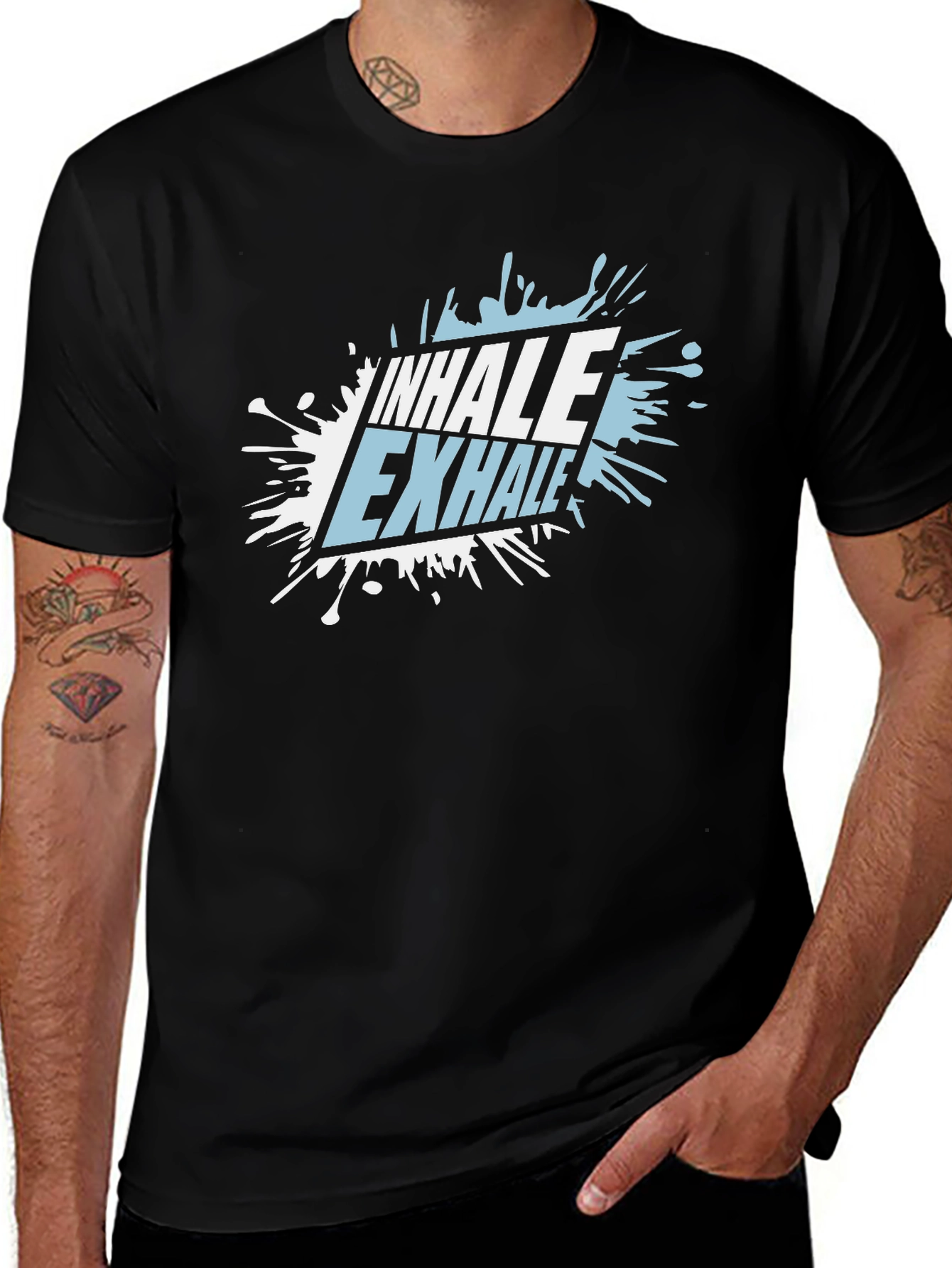Variant 17 of Inhale Exhale Graphic Tee - Black Cotton T-Shirt