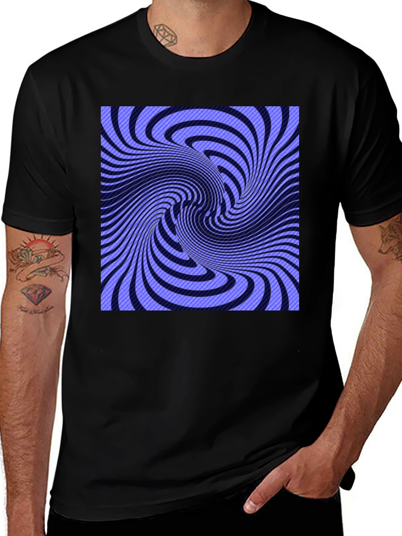 Variant 30 of Optical Illusion Swirl T-Shirt - Black