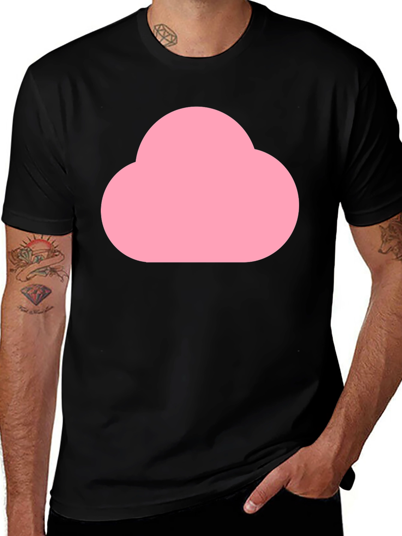 Variant 27 of Pink Cloud Graphic Black T-Shirt