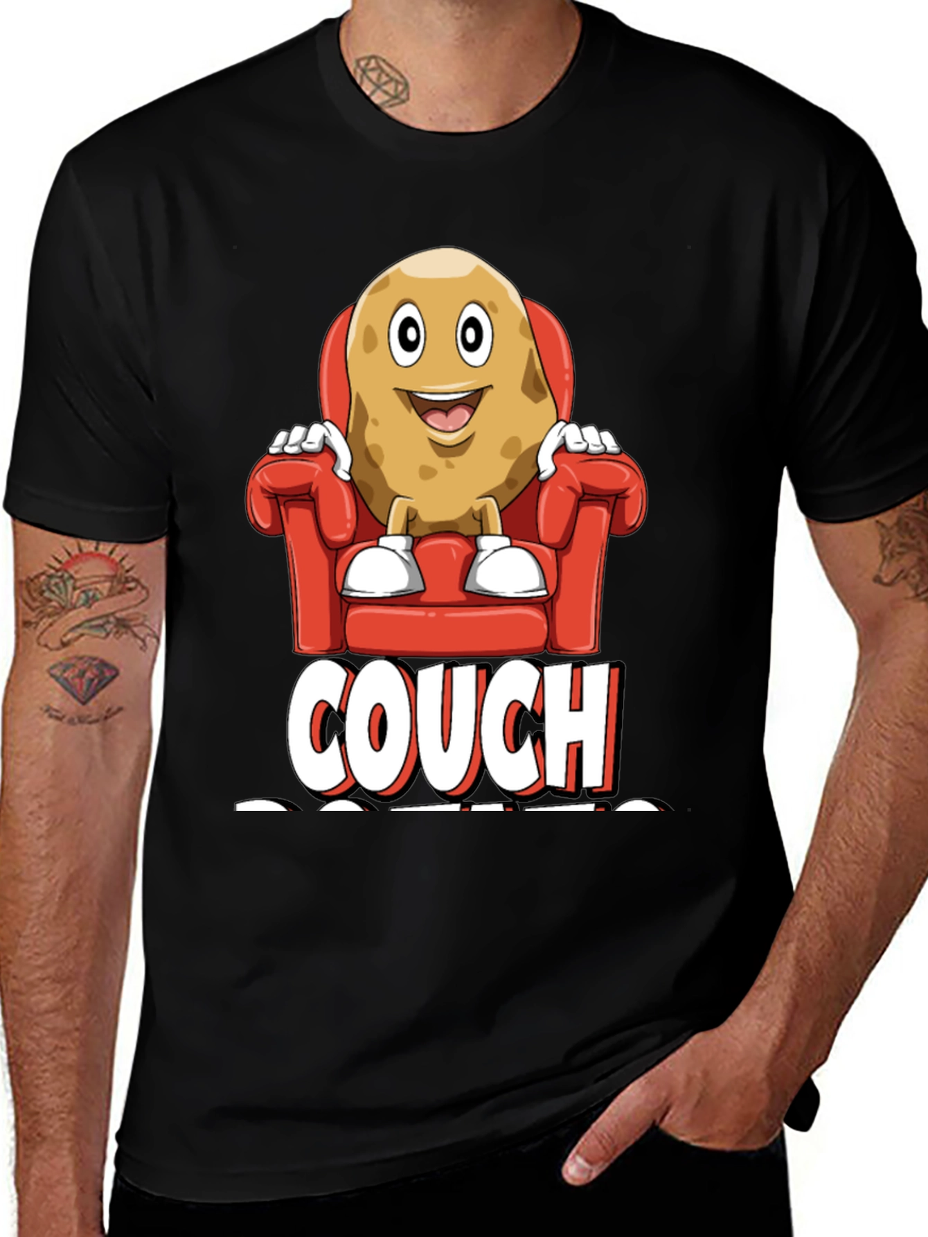 Black Couch Potato Graphic T-Shirt - Funny Relaxed Fit Tee main image