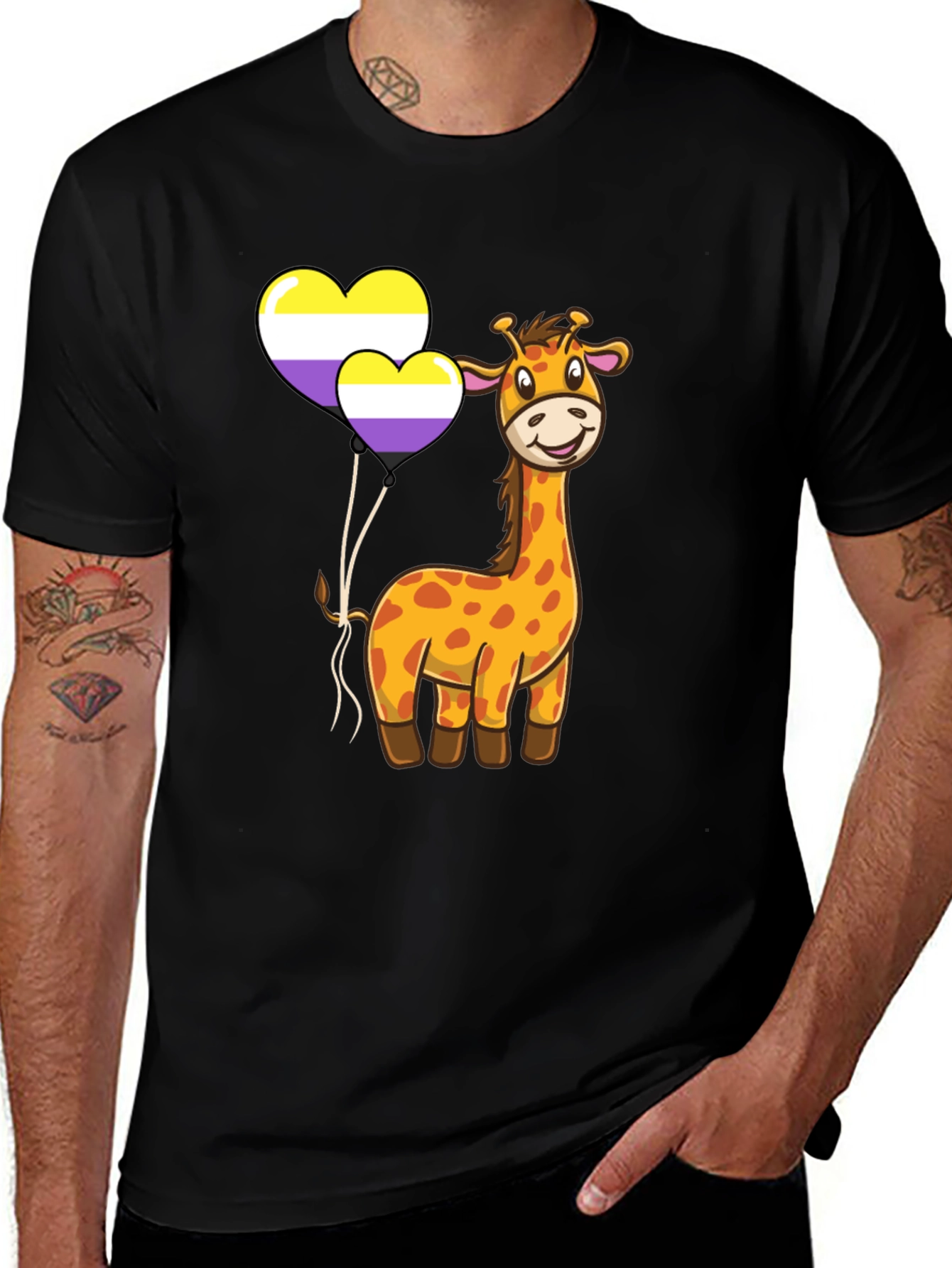 Variant 13 of Giraffe Non-Binary Pride T-Shirt