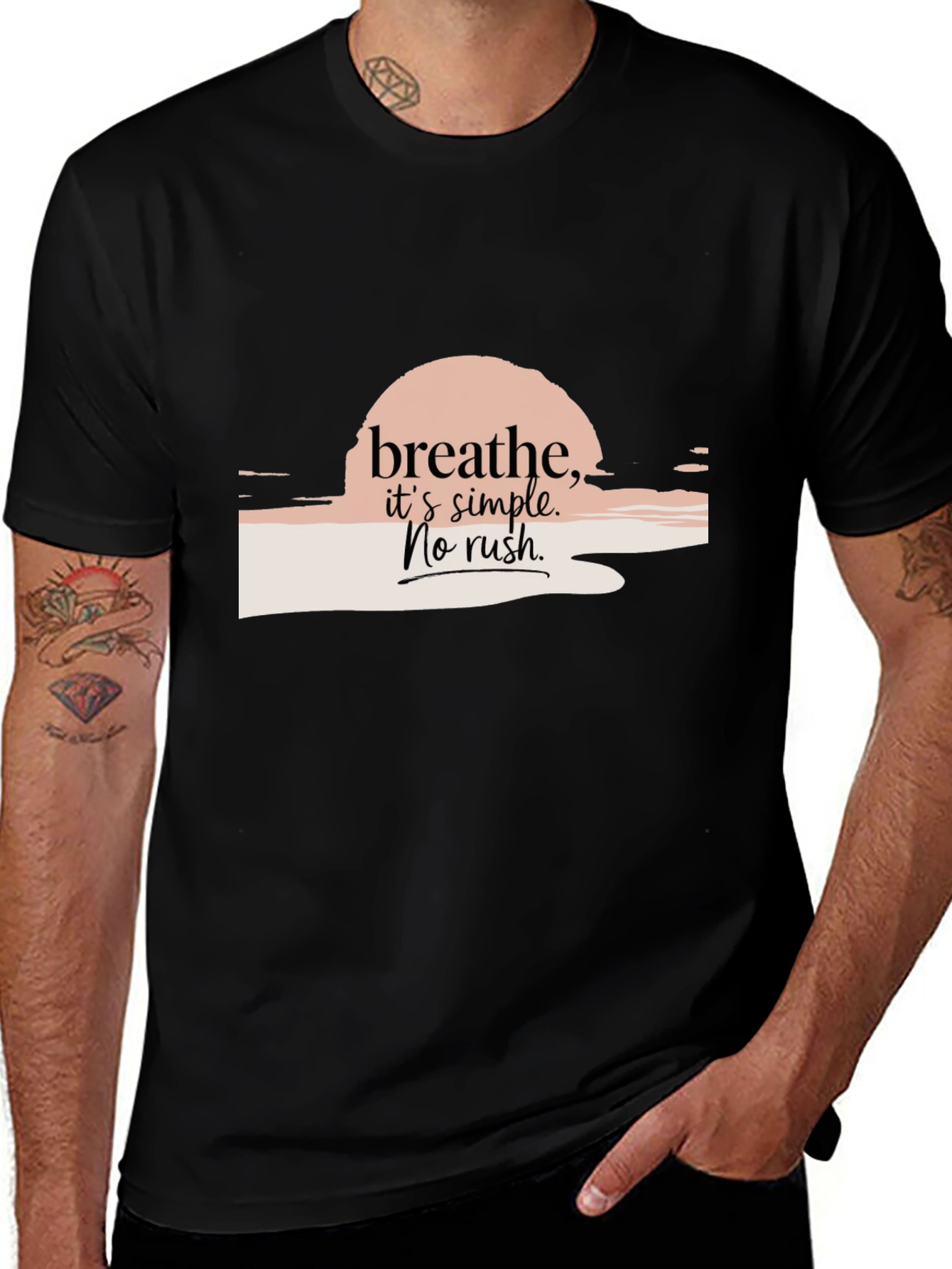 Black Breathe Simple Graphic Tee - Relaxed Fit main image