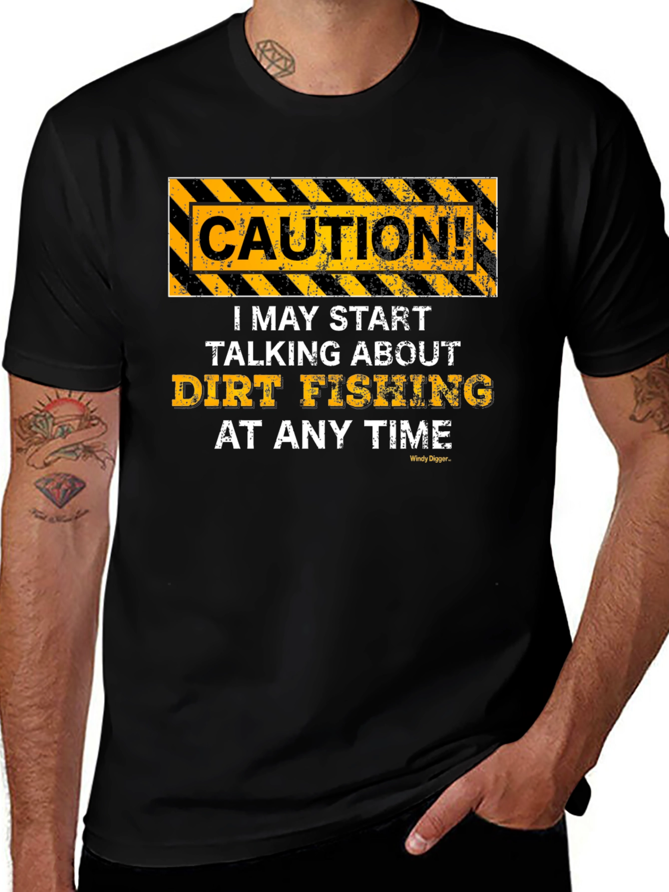 Variant 21 of Caution Dirt Fishing T-Shirt Funny Fishing Tee
