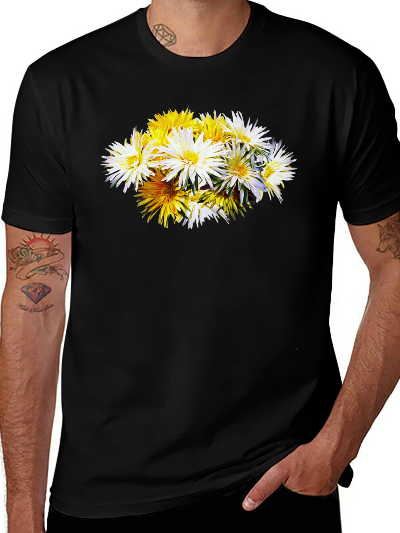 Variant 11 of Floral Graphic Black T-Shirt