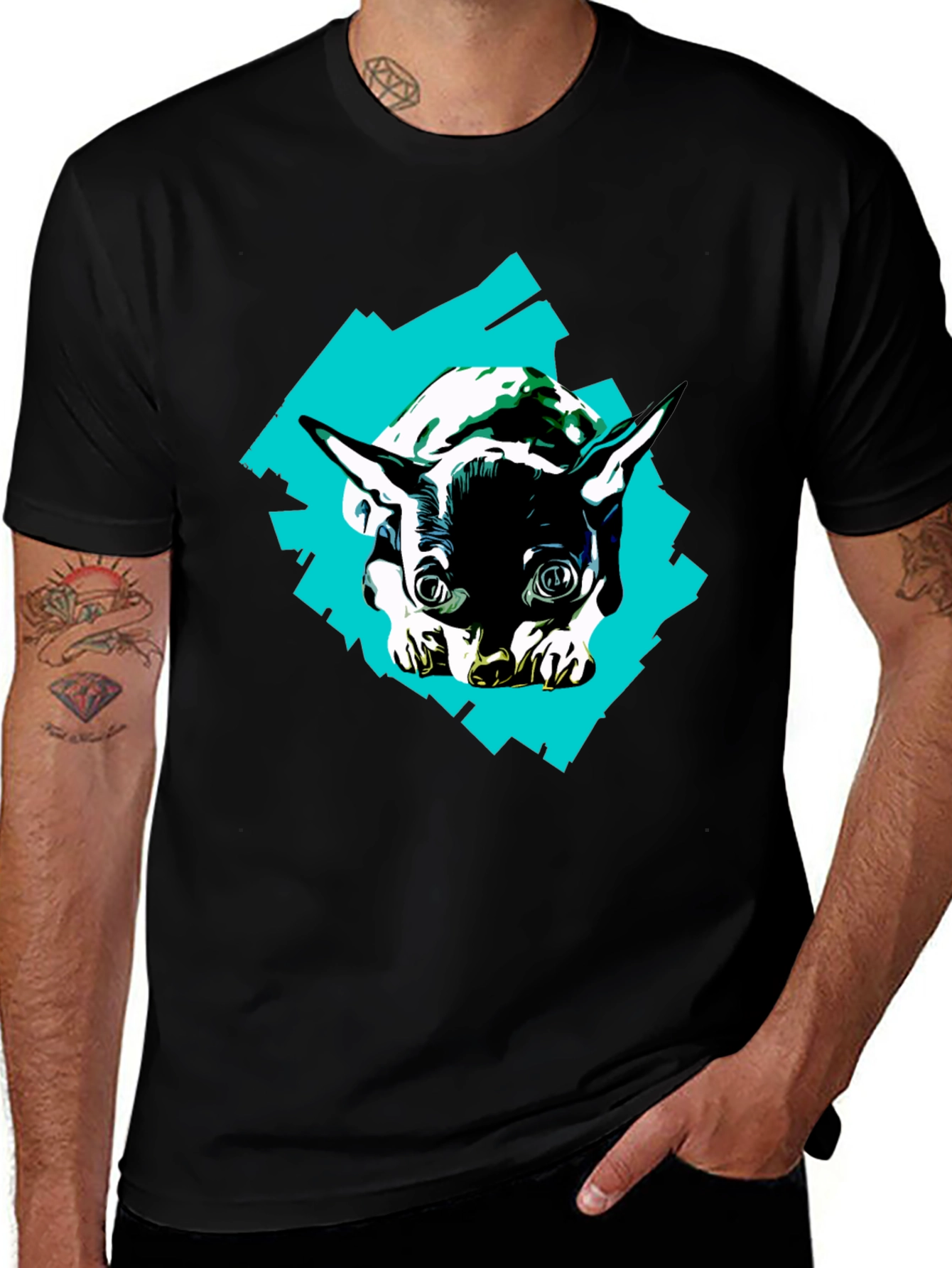 Variant 18 of Dog Graphic Tee - Unique Design on Black