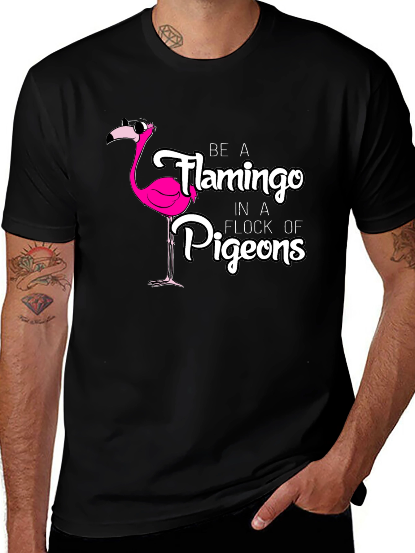 Variant 30 of Be a Flamingo Black T-Shirt