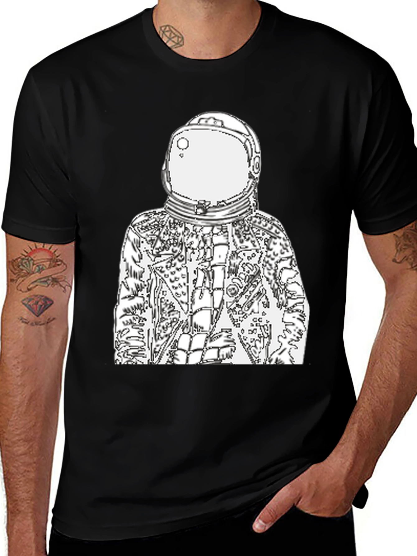 Variant 8 of Astronaut Graphic Print Black T-Shirt