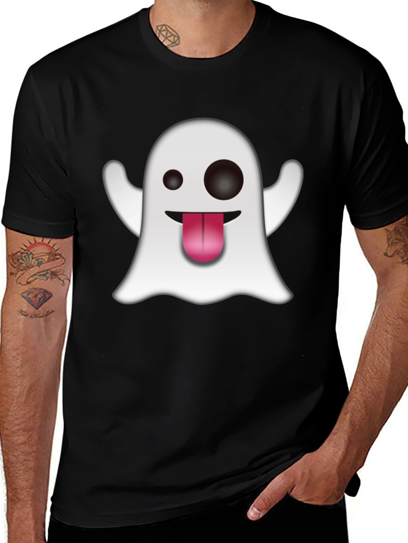 Variant 14 of Ghost Emoji Graphic Black T-Shirt