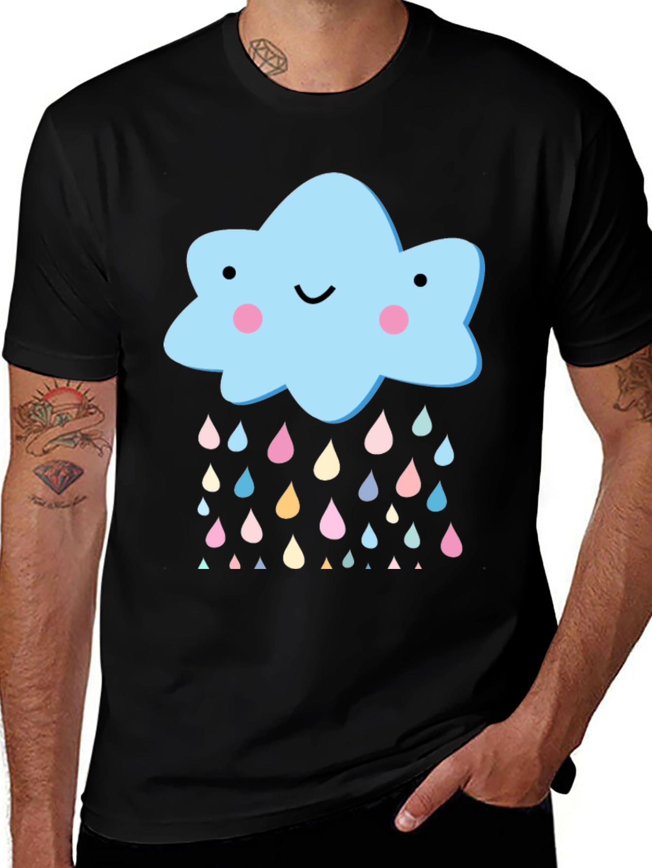 Variant 3 of Cute Cloud & Raindrops Graphic Tee