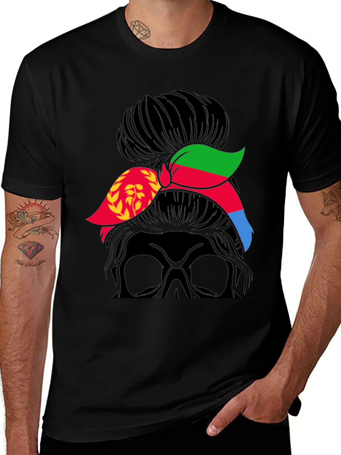 Eritrea Flag Messy Bun T-Shirt