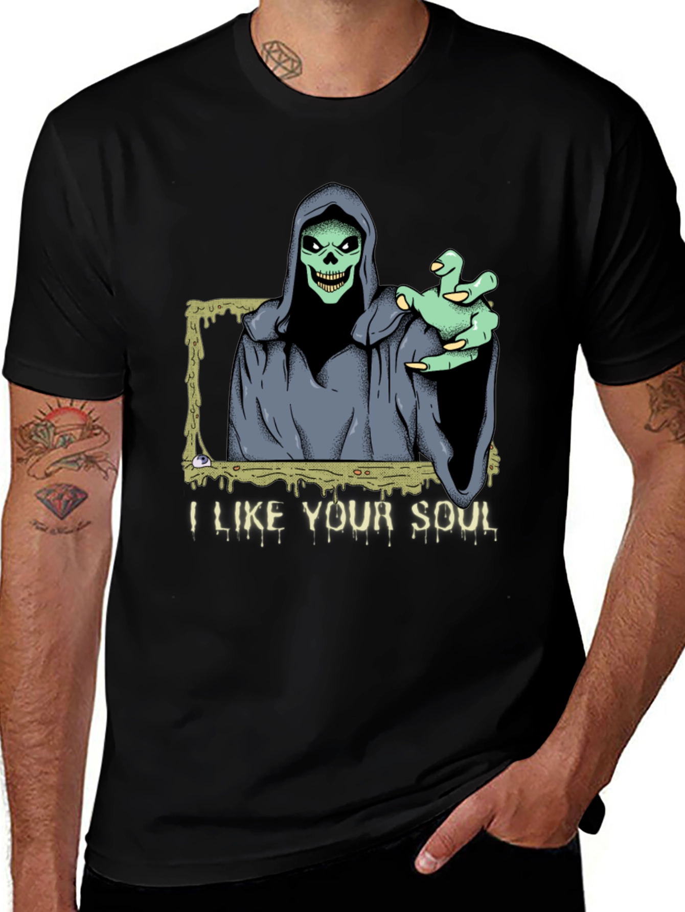 Variant 3 of Grim Reaper "I Like Your Soul" Graphic T-Shirt