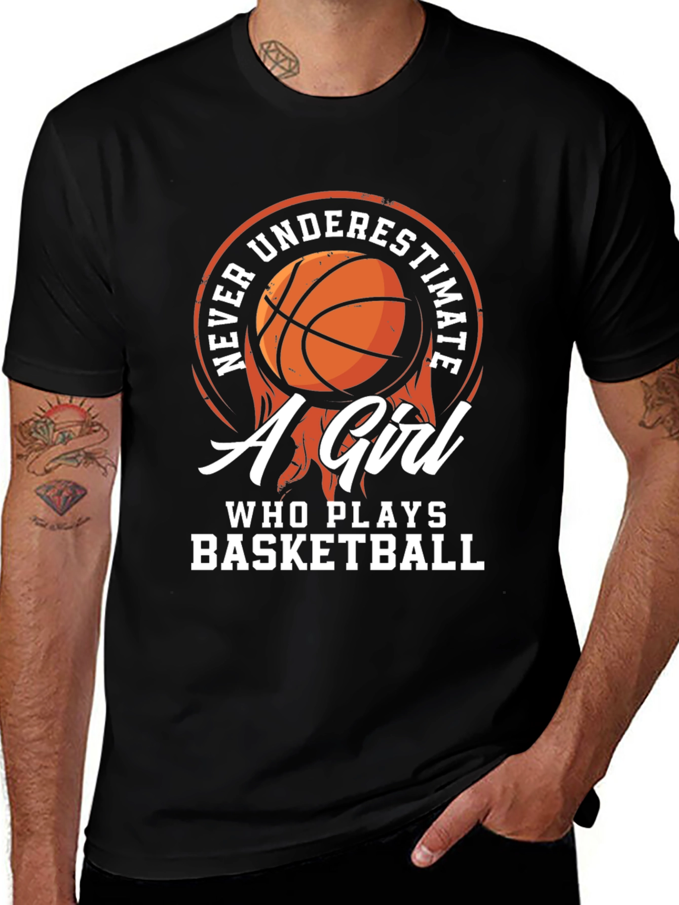 Variant 19 of Never Underestimate a Girl Who Plays Basketball T-Shirt