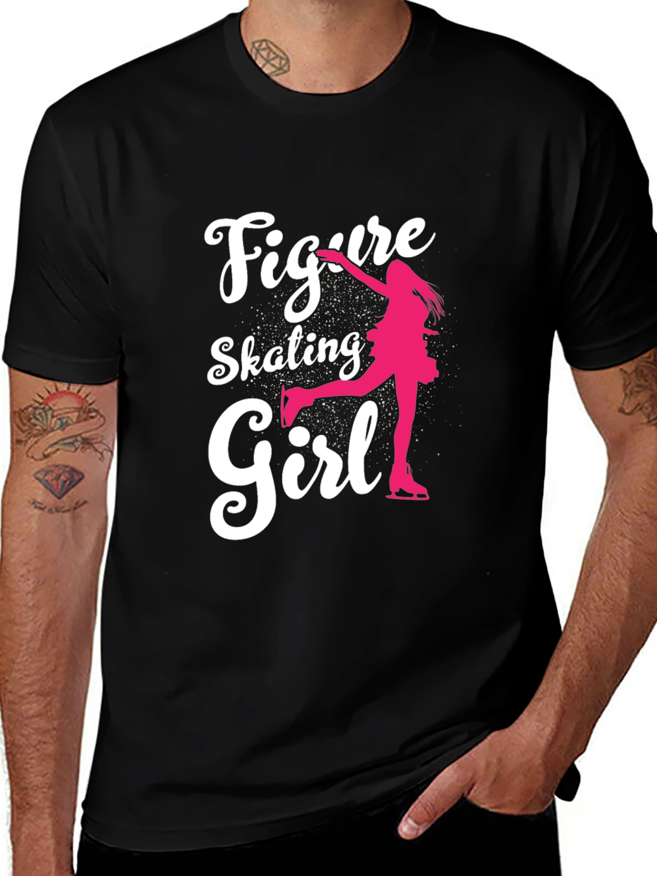 Variant 24 of Figure Skating Girl Graphic Tee - Black Cotton T-Shirt