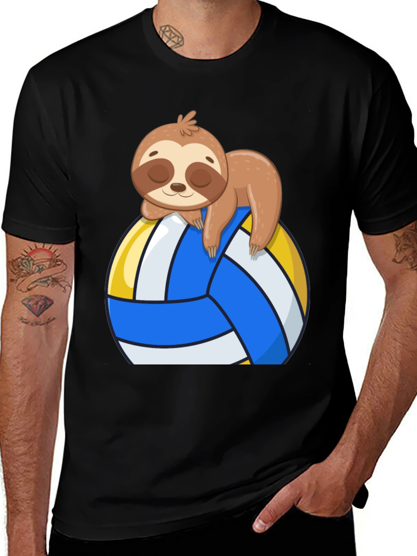 Variant 15 of Sloth Volleyball T-Shirt - Cute Cartoon Sloth Design