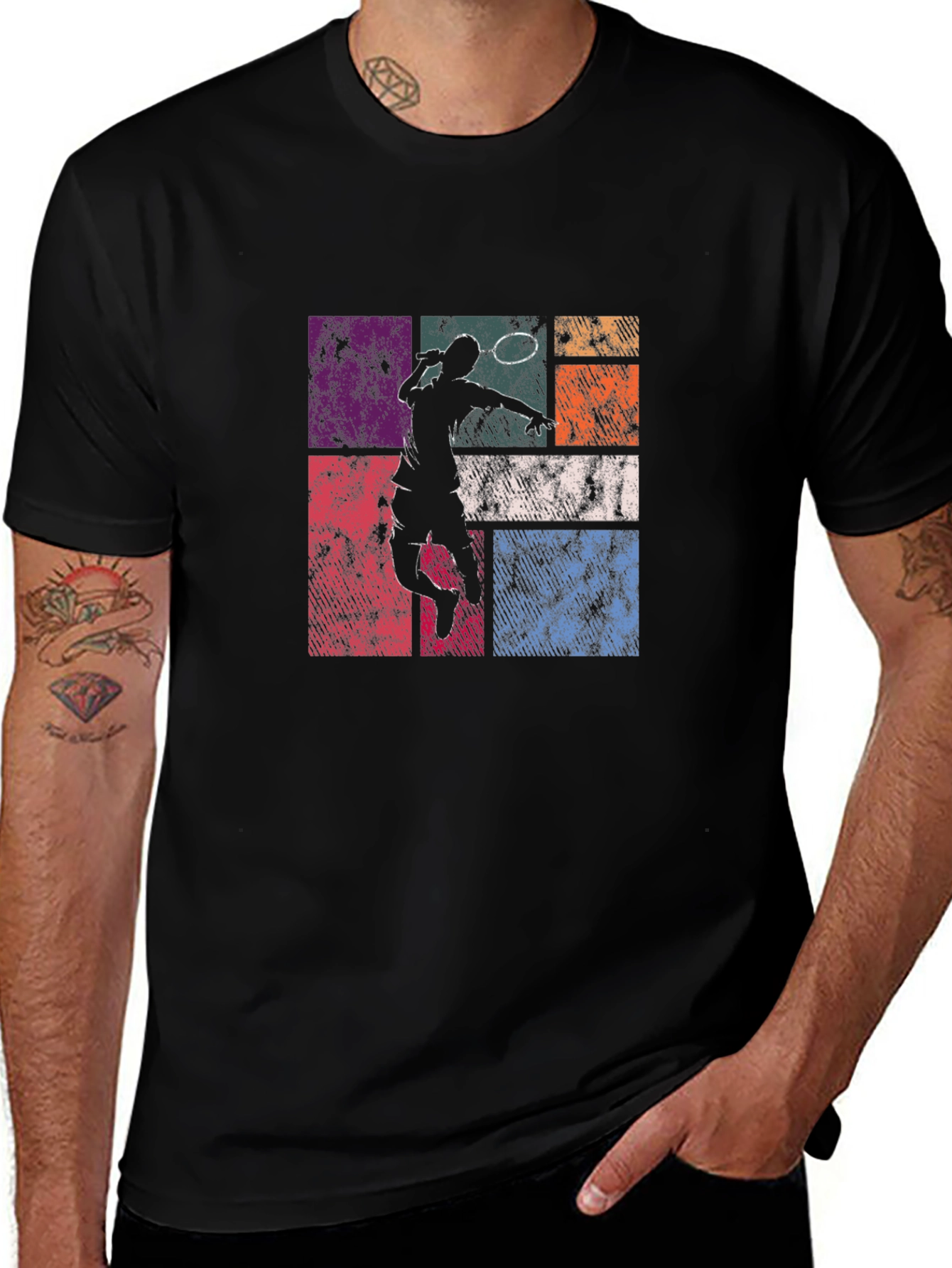 Variant 7 of Retro Tennis Player Graphic T-Shirt