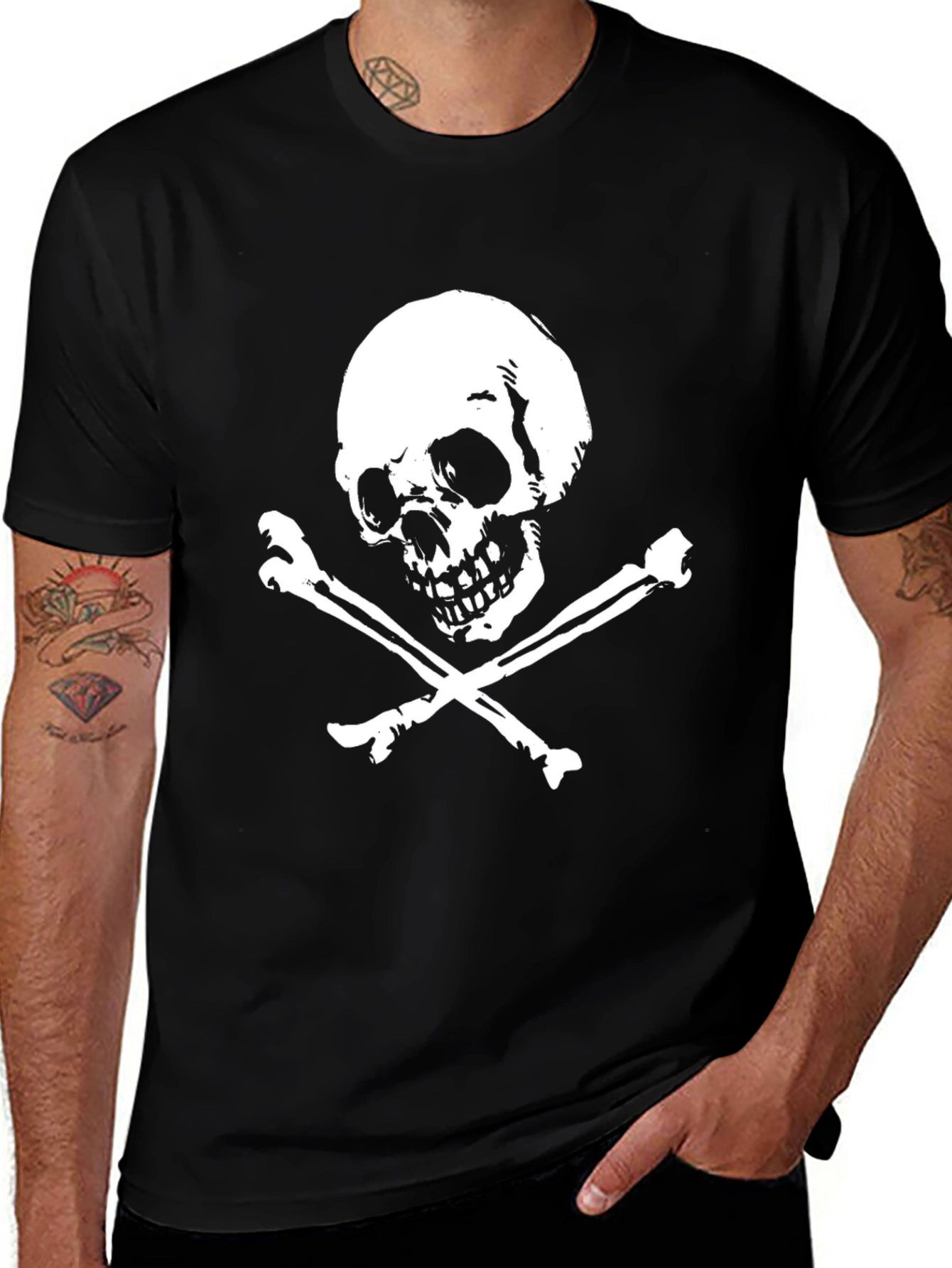 Variant 25 of Skull & Crossbones Graphic T-Shirt - Black