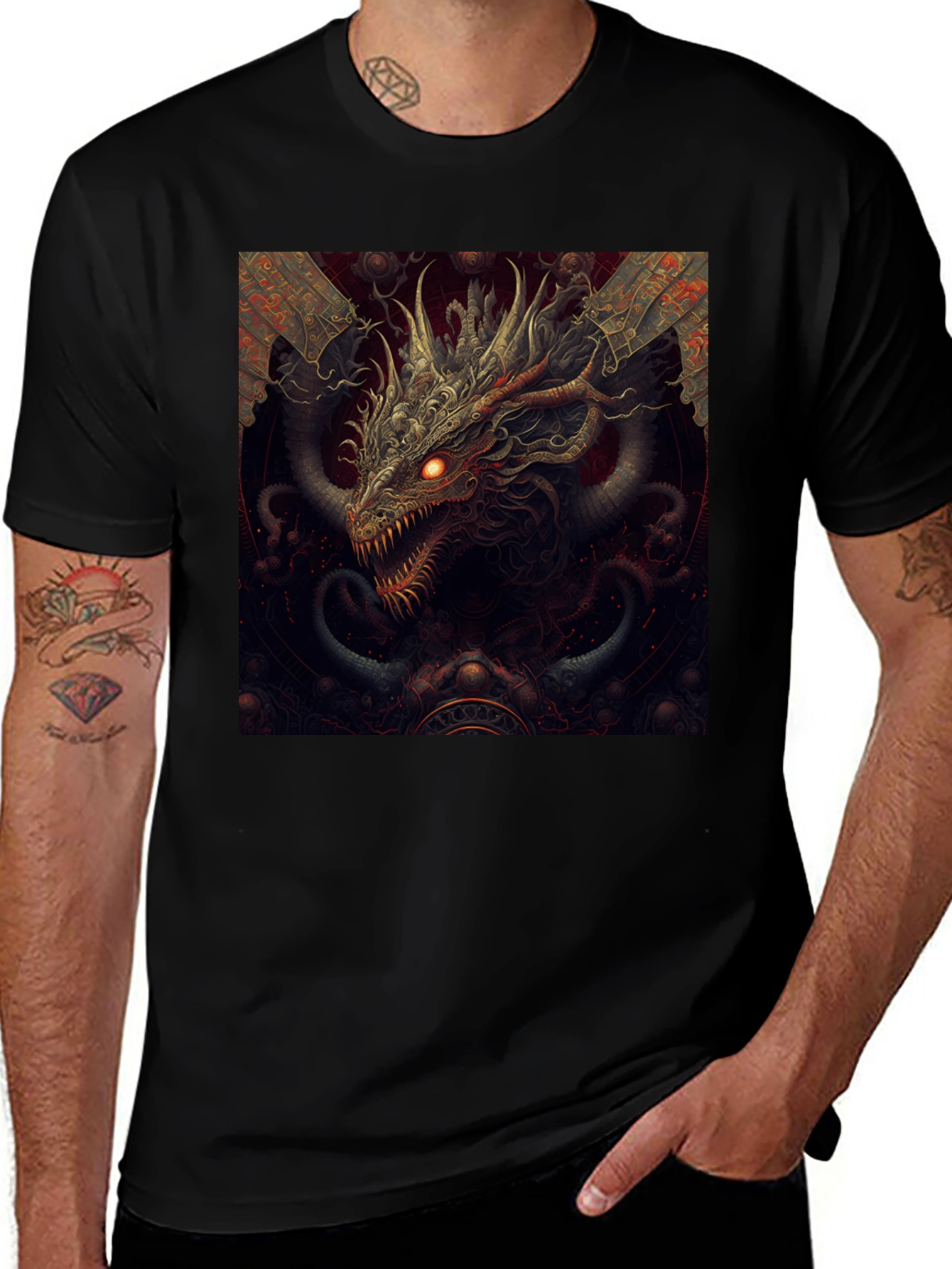 Variant 23 of Dragon Graphic Tee - Fantasy Art Shirt