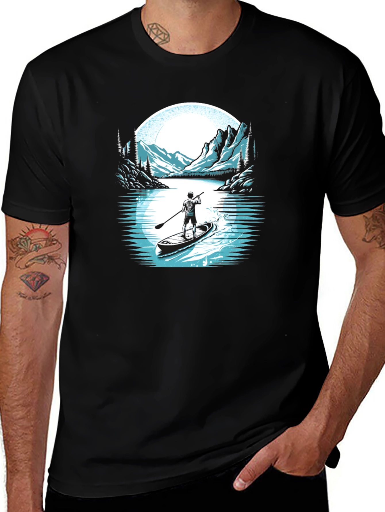 Variant 24 of Paddleboard Lake Graphic Tee - Adventure Ready