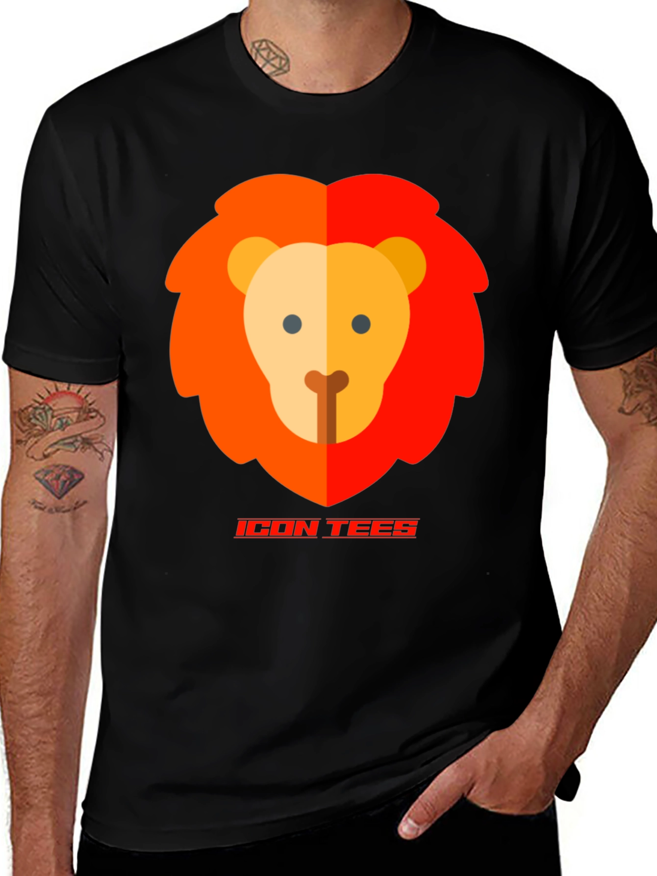 Variant 30 of Icon Tees Lion Graphic T-Shirt - Black