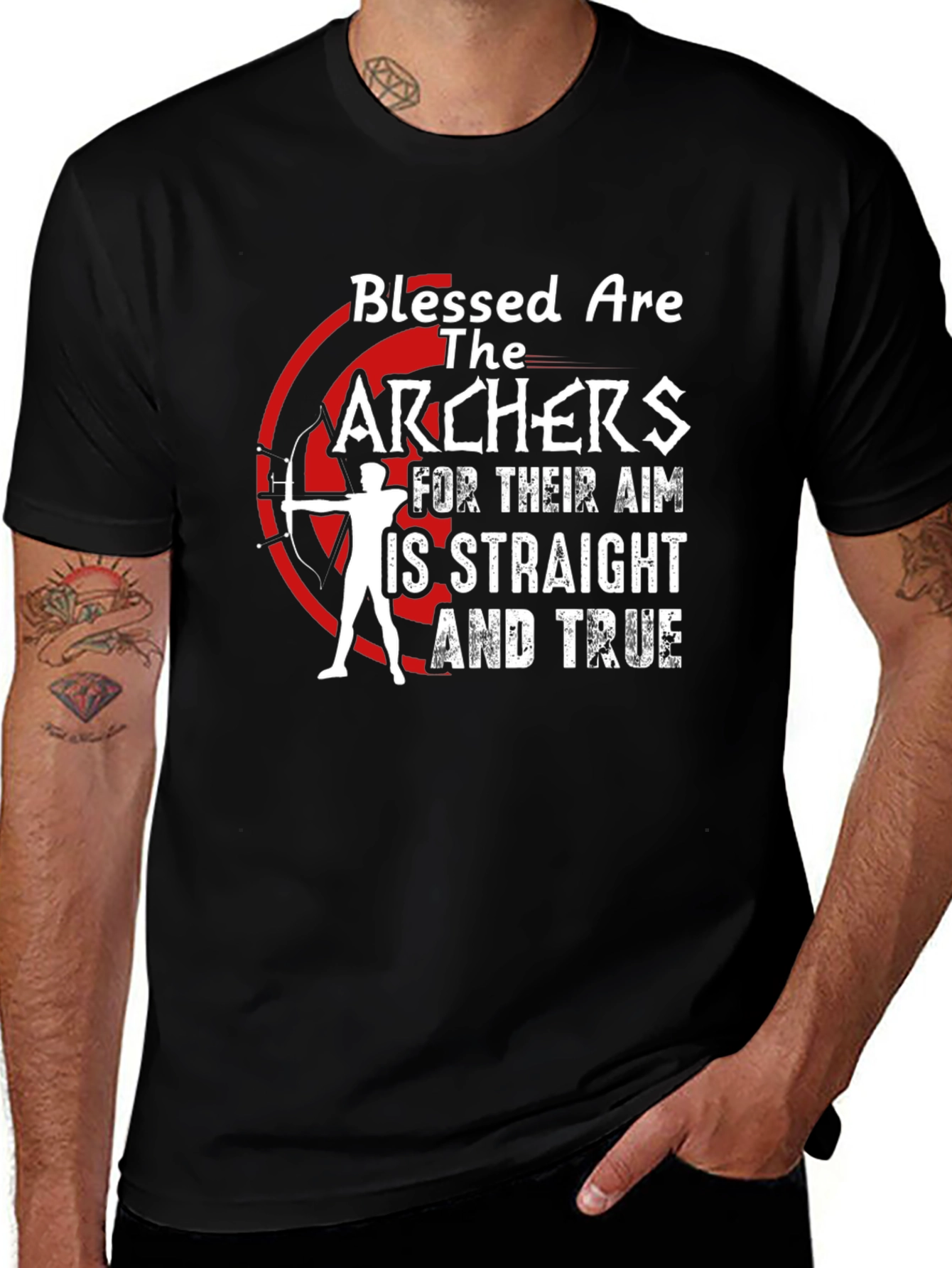 Variant 8 of Blessed Archers T-Shirt - Straight & True Aim Graphic Tee