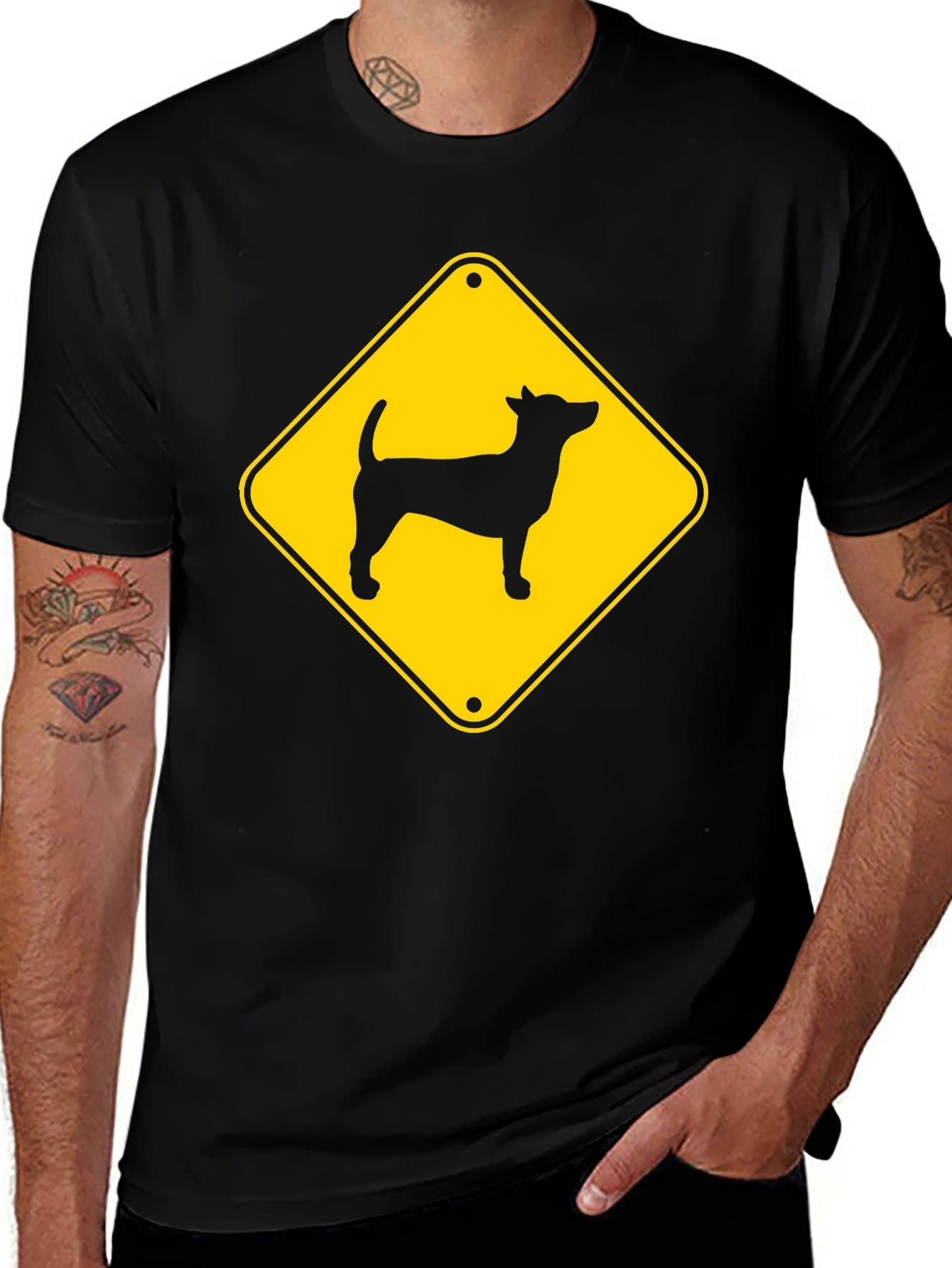 Variant 25 of Dog Crossing Black T-Shirt