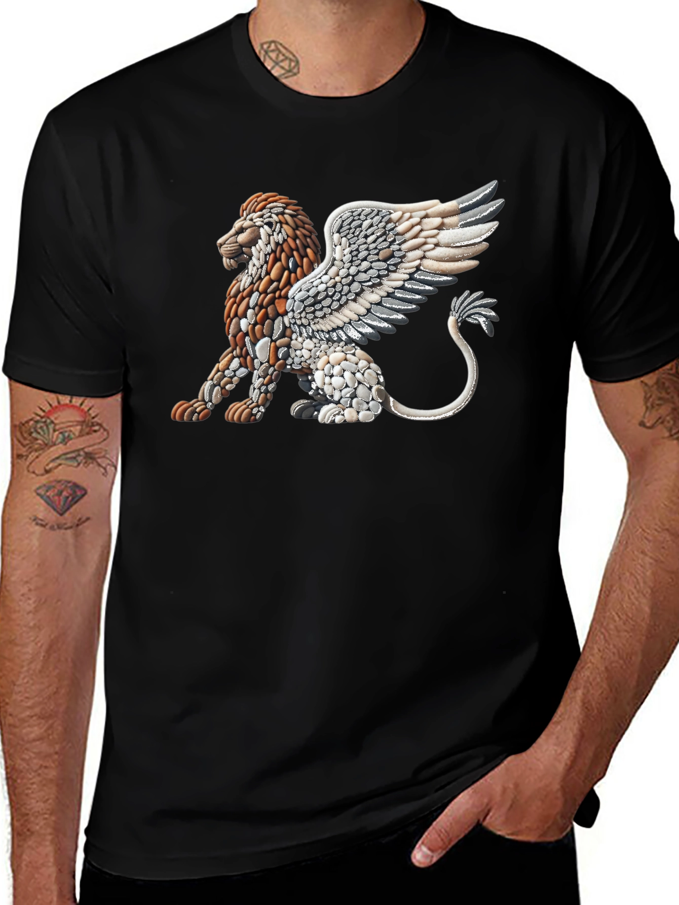 Variant 3 of Stone Lion Graphic Tee - Unique Design