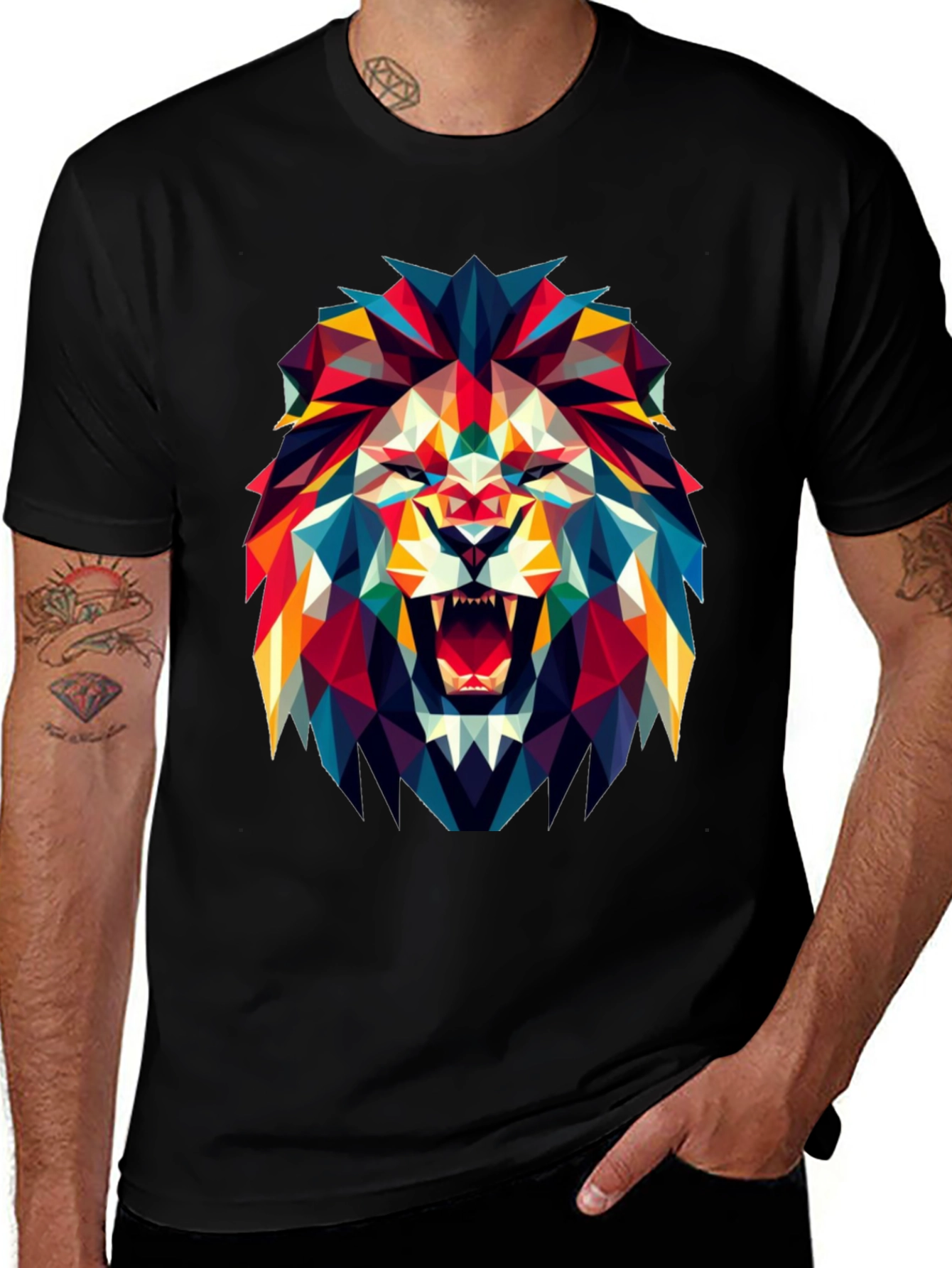 Variant 30 of Geometric Lion Graphic Tee - Modern Art Shirt