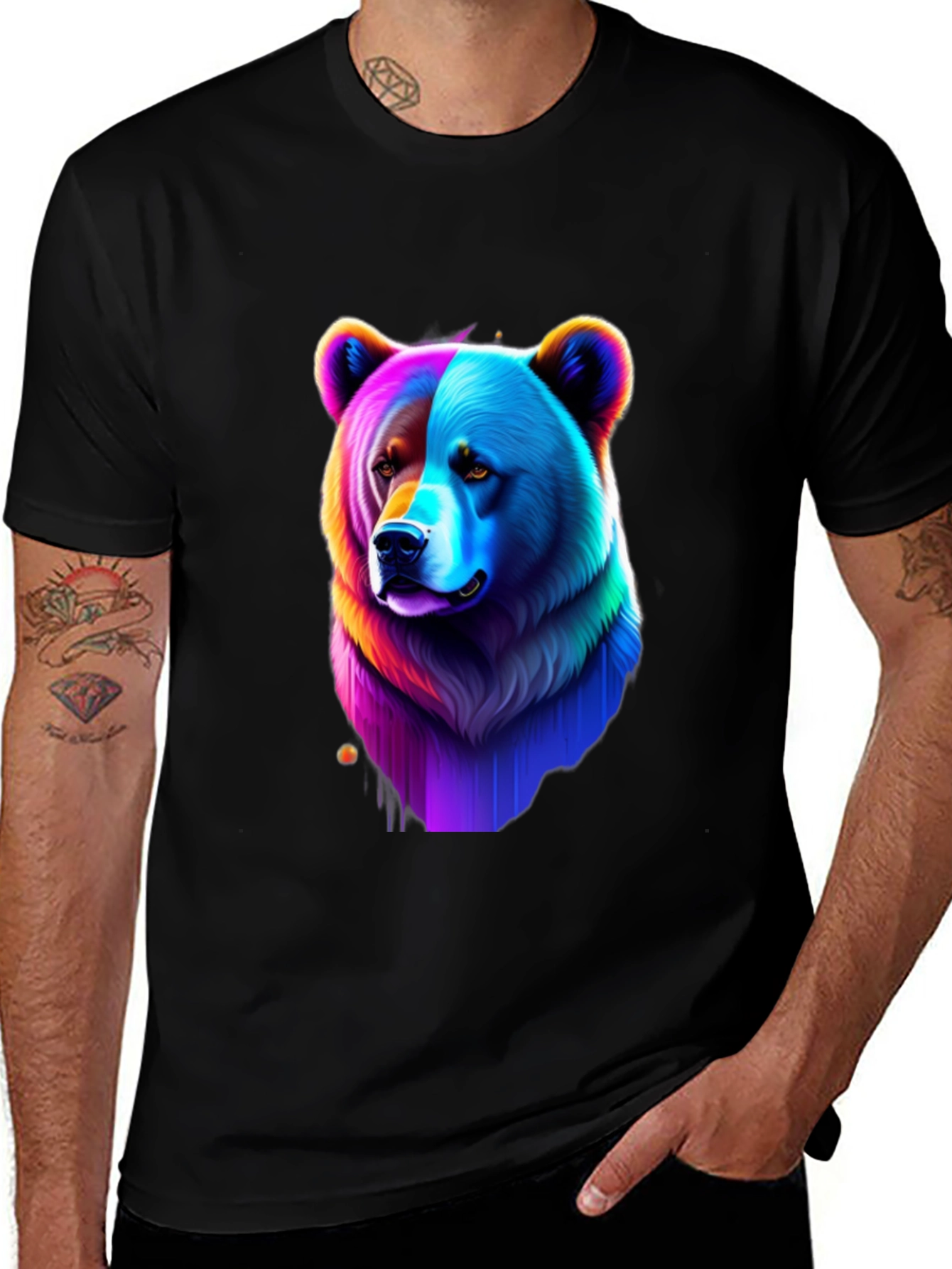 Variant 2 of Colorful Bear Graphic Tee - Unique Animal Design