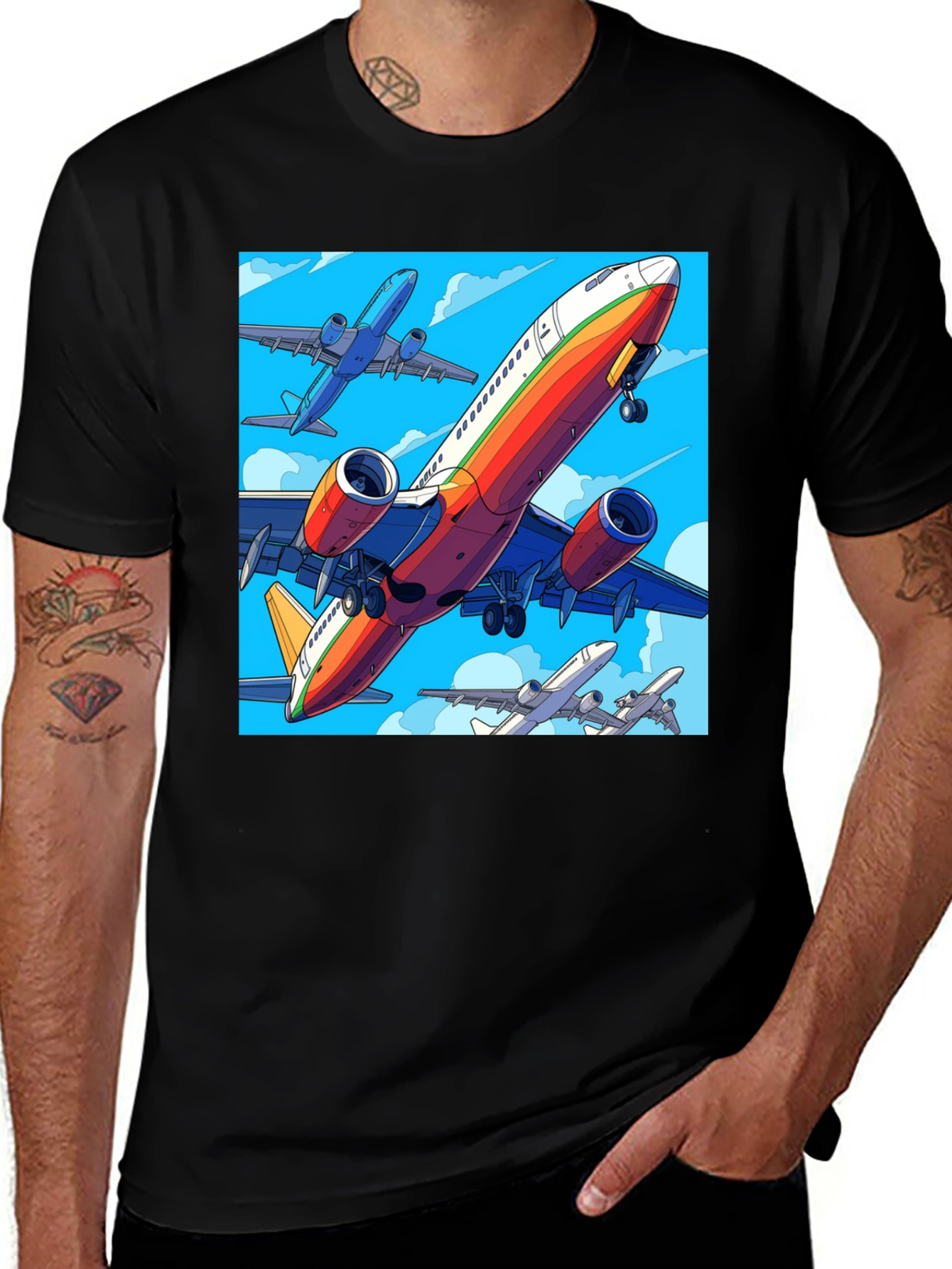 Airplane Graphic Tee - Aviation Lover's Black T-Shirt