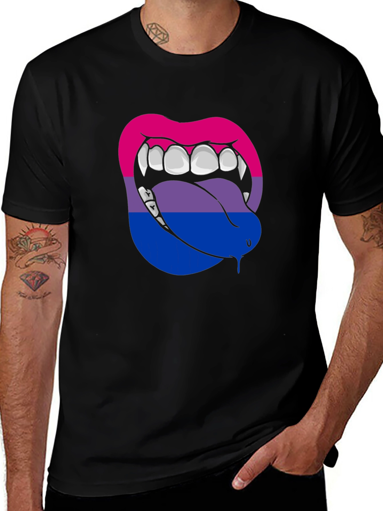 Variant 3 of Bisexual Pride Vampire Lips Graphic Tee