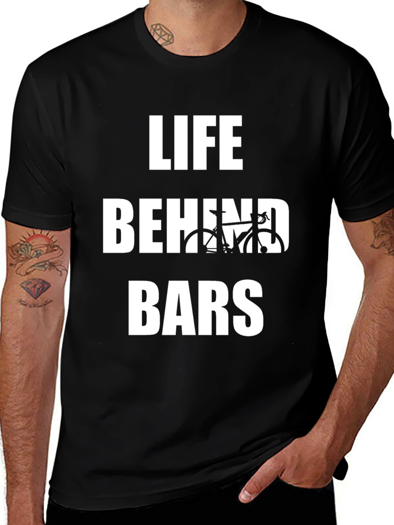 Life Behind Bars Bicycle Graphic Tee - Black