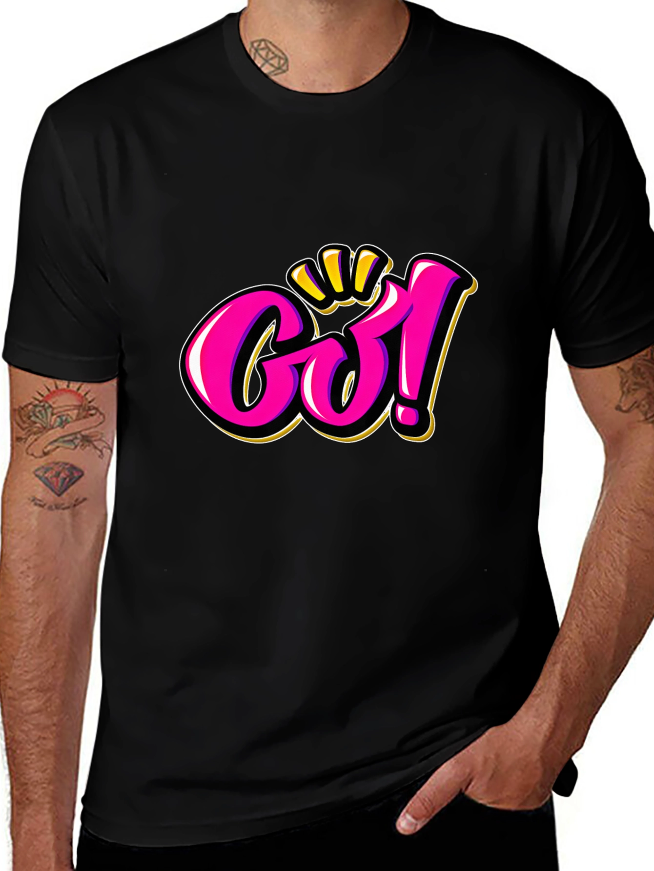 Variant 30 of Go! Graphic Tee - Bold Pink & Gold Design