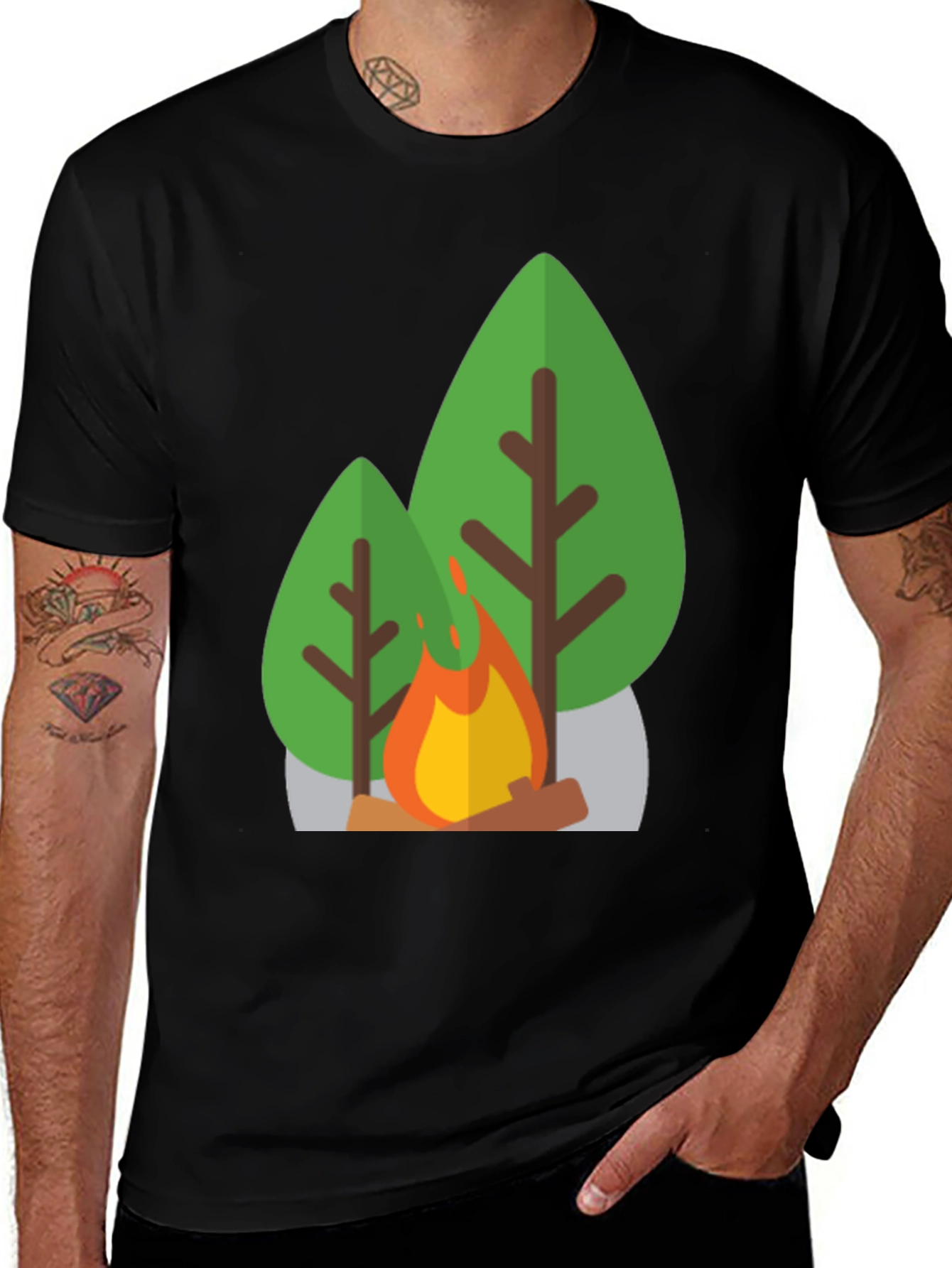 Variant 18 of Camping Graphic Tee - Bonfire Under The Trees
