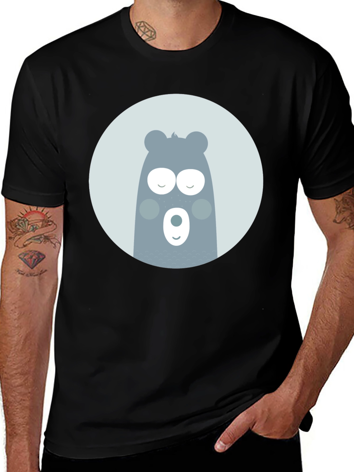 Variant 8 of Cute Bear Graphic Black T-Shirt