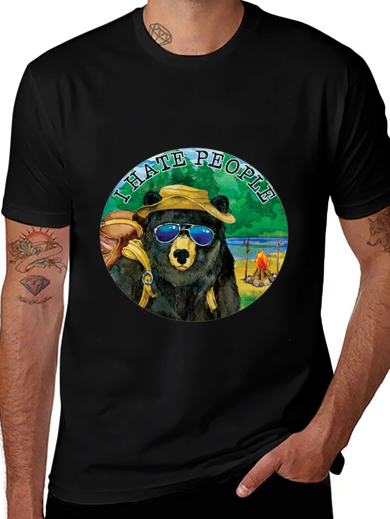Variant 22 of I Hate People Bear T-Shirt - Camping Humor Tee