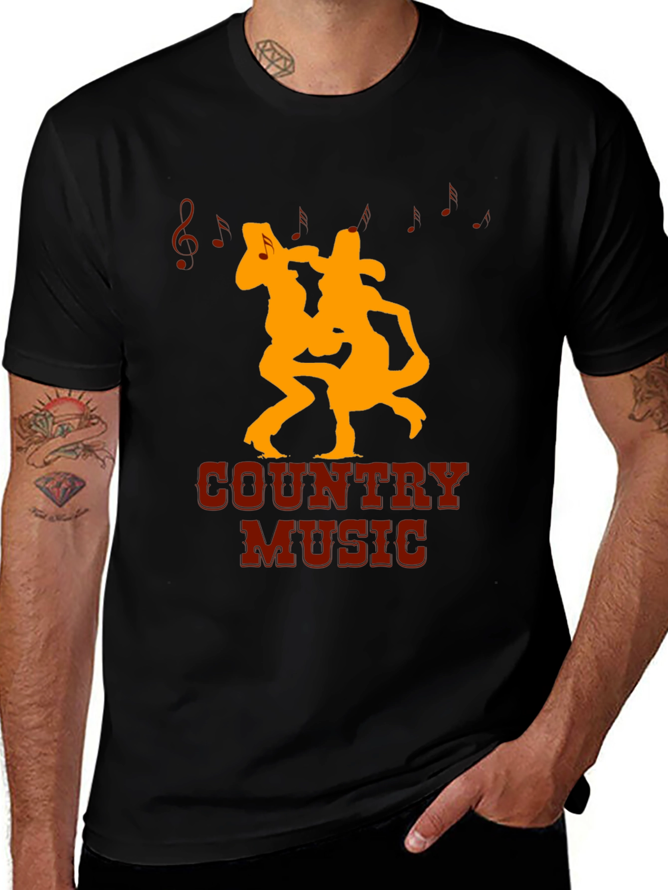 Variant 25 of Country Music Graphic Tee, Black Casual T-Shirt