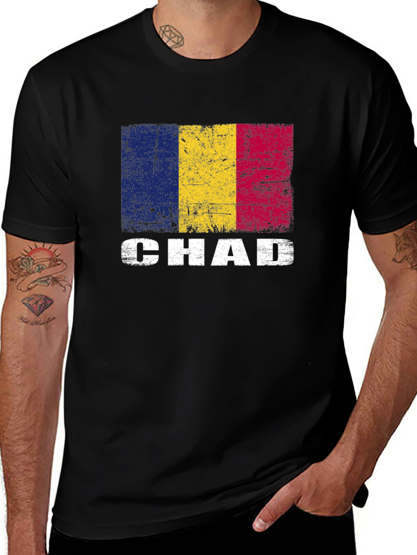Variant 24 of Chad Flag T-Shirt - Distressed Vintage Style Tee