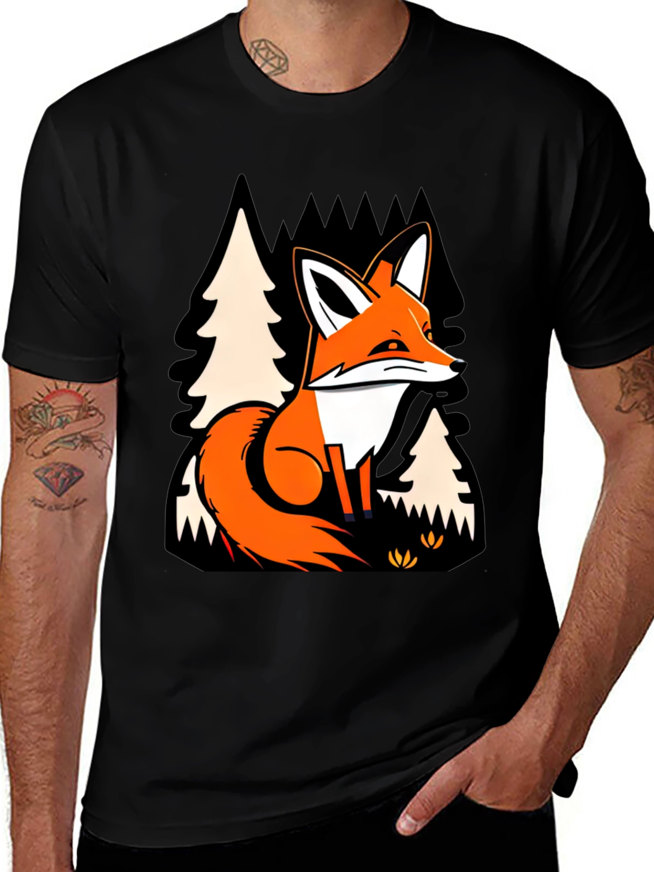Variant 23 of Fox in Forest Graphic Print T-Shirt