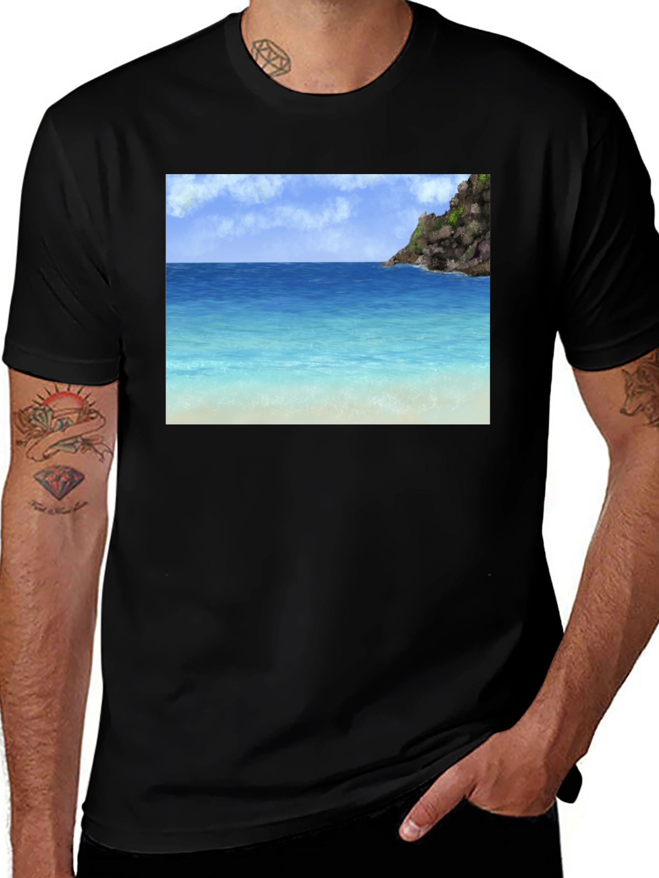 Variant 30 of Tropical Beach Scene Graphic Tee - Coastal Style